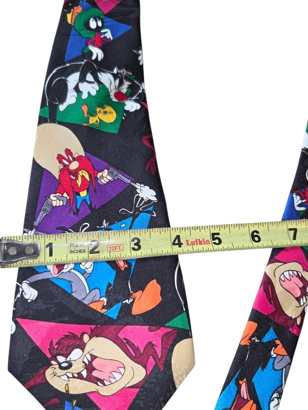 Warner Bros. Looney Tunes Character Black Tie with Multi-Color Panels - Picture 8 of 9